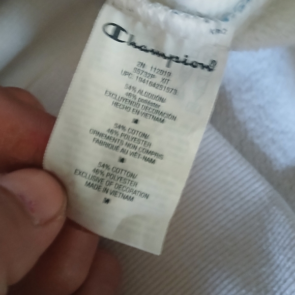 #059 Champion Authentic Athletic Wear White Sweater Size Medium - Picture 5 of 9